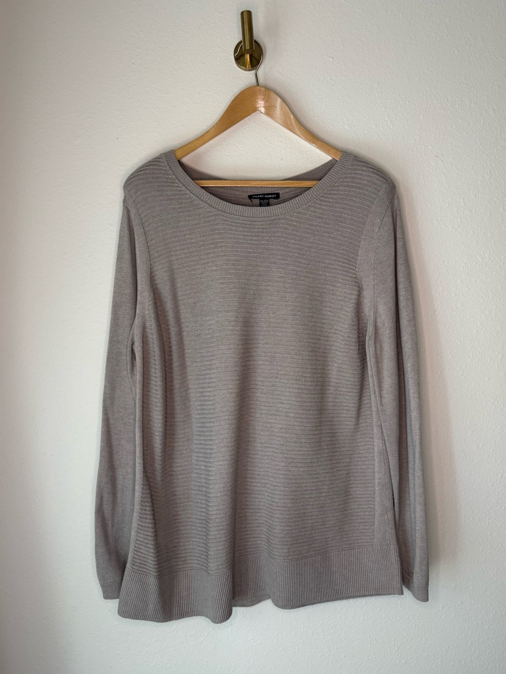 Hilary Radley Beige Rib Knit Back Slit Pullover Sweater size XXL
